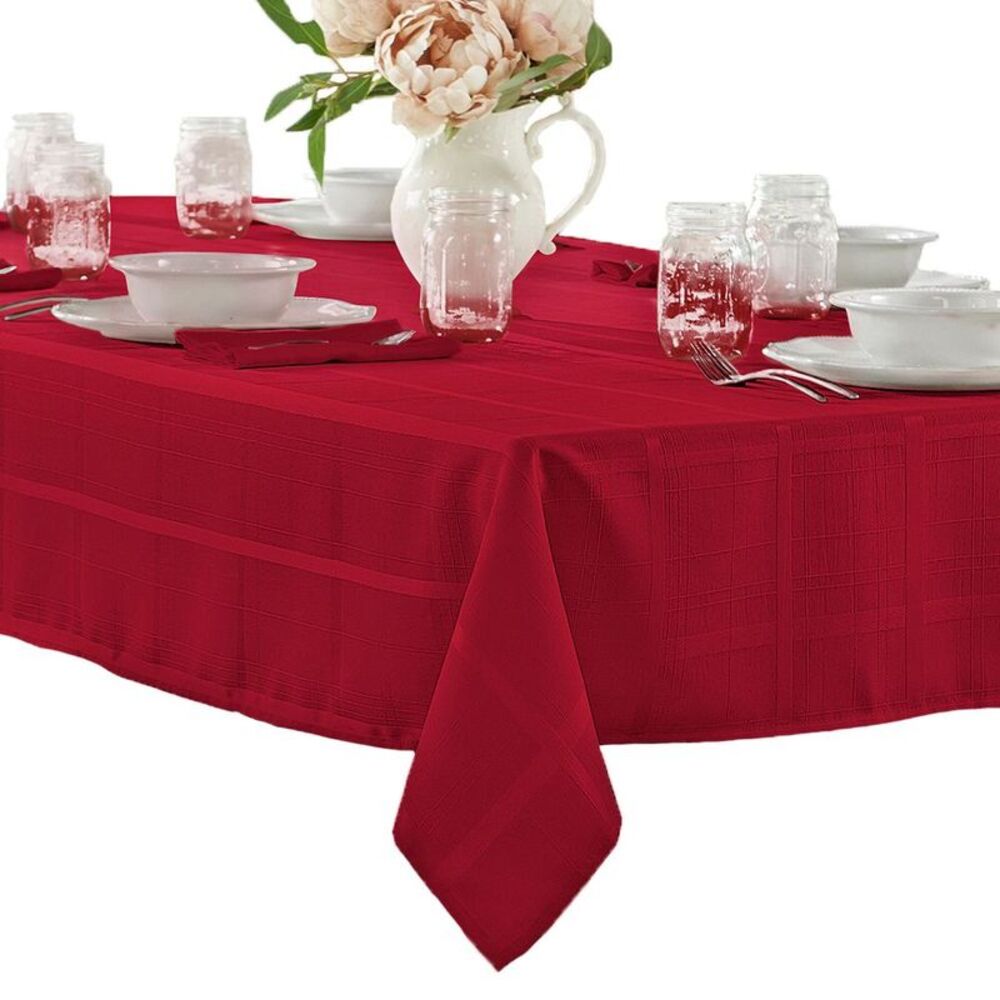 Elegance Plaid Stain & Water Resistant Tablecloth - 52" x 52" Square - Red